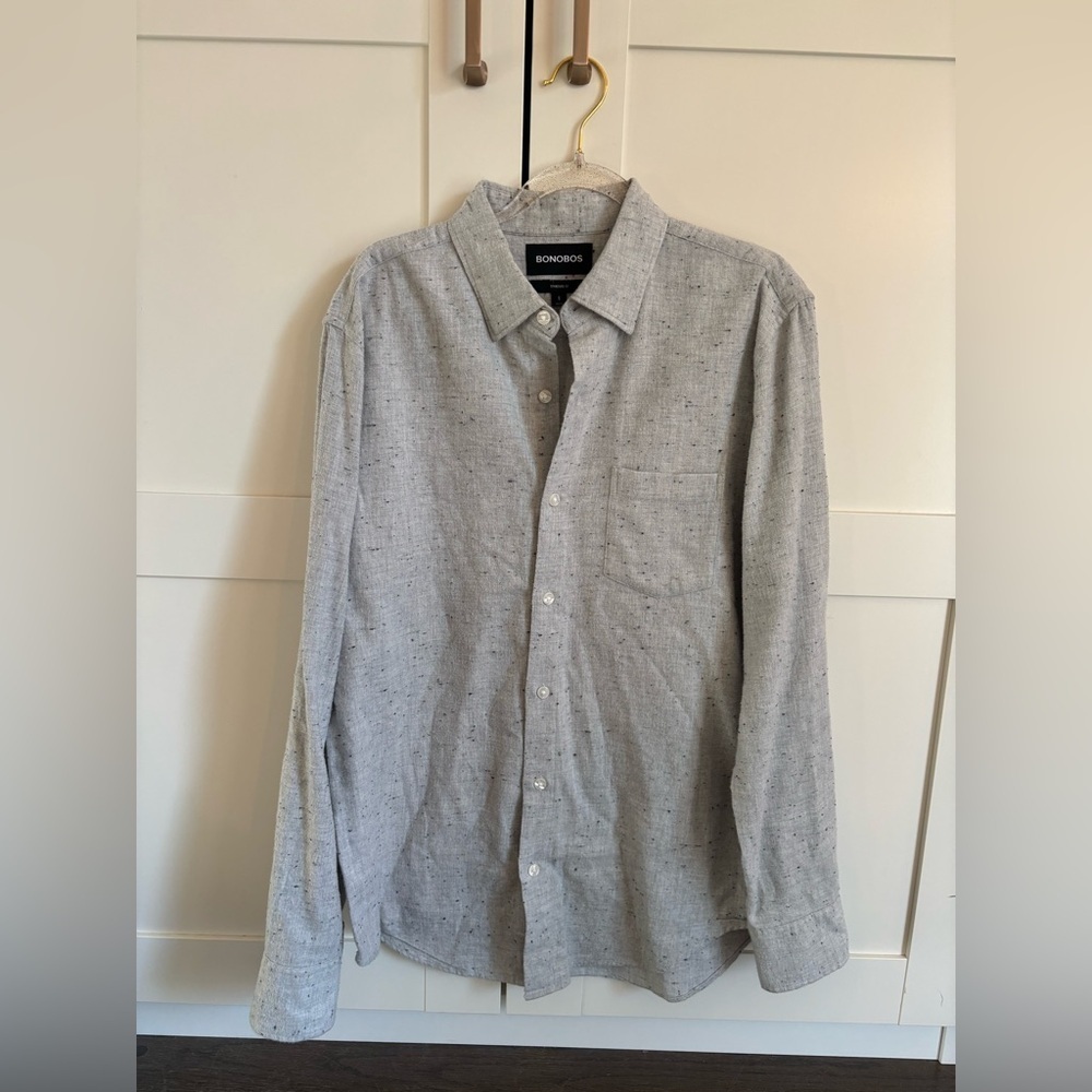 Bonobos gray standard fit button down long sleeve shirt size small